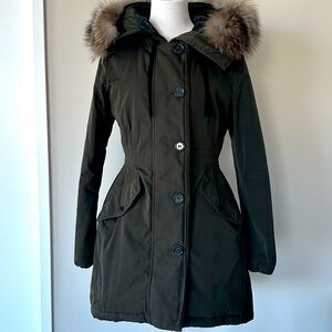 MONCLER Monticole Fur-trimmed Twill Coat